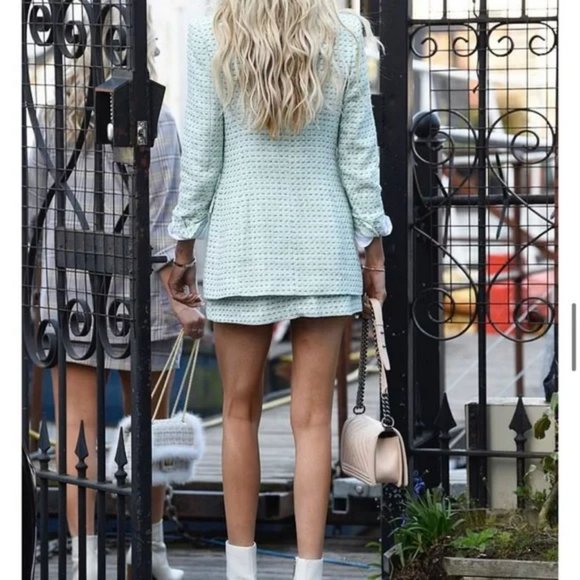 ZARA 2 Piece Textured Double Breastex Check Blazer And Structured Skirt - Picture 4 of 12